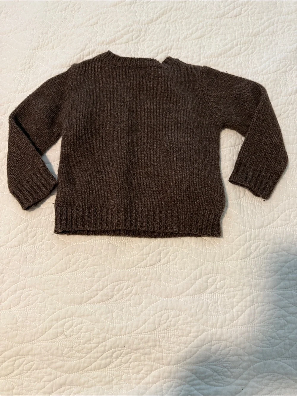 NWOT Elfie London Frog-In-Pocket Jumper Knit Brown Baby Sweater